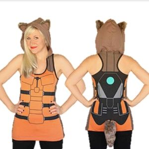 Rocket Raccoon Hooded Costume Racerback Tank NEW